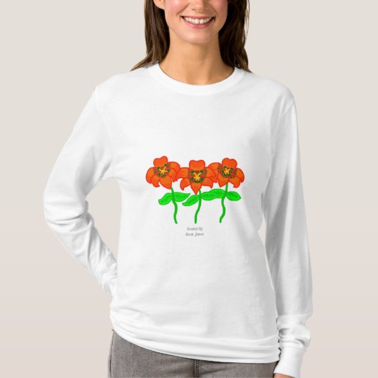 美しいタイガーリリー女性の長袖シャツ Tシャツ (正面)