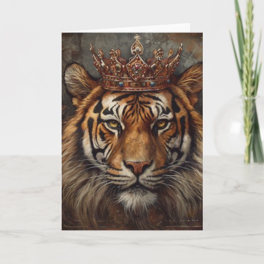 美しいタイガー大きな猫インアクラウンすべての行事 カード (正面)