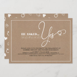 美しいタイポグラフィかわいいモダン婚約パーティ 招待状