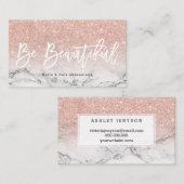 美しいタイポグラフィのばら色の金ゴールドのグリッターの大理石 名刺 (正面/裏面)