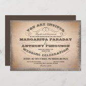 美しいタイポグラフィックのヴィンテージの結婚式招待状 招待状 (正面/裏面)