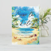 美しいタイポグラフィビーチ結婚式 セーブザデート (スタンド正面)