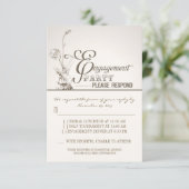 美しいタイポグラフィーのエンゲージメントパーティーへの返信 出欠カード (スタンド正面)