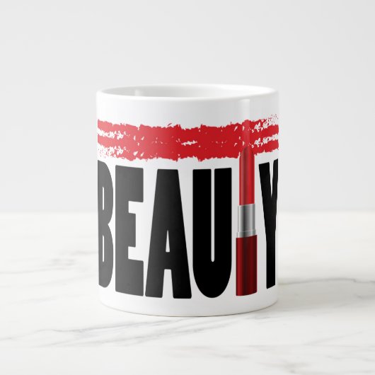 美しいタイポグラフィ口紅 ジャンボコーヒーマグカップ (正面)