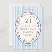 美しいタイムレスフローラ誕生日招待状 招待状 (正面)