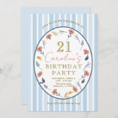 美しいタイムレスフローラ誕生日招待状 招待状 (正面/裏面)