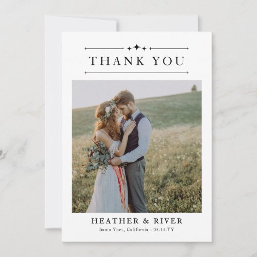 美しいタイムレスミニマリスト2枚結婚の写真 サンキューカード (正面)
