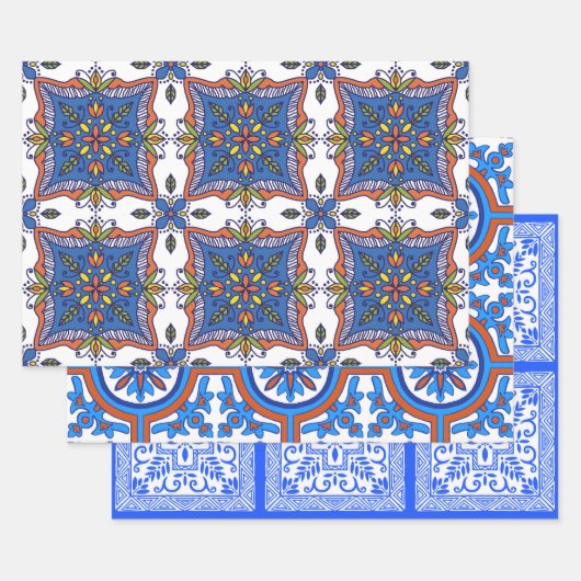 美しいタイルデザイン ラッピングペーパーシート (セット)