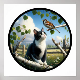 美しいタキシード猫の丸3D画像 ポスター