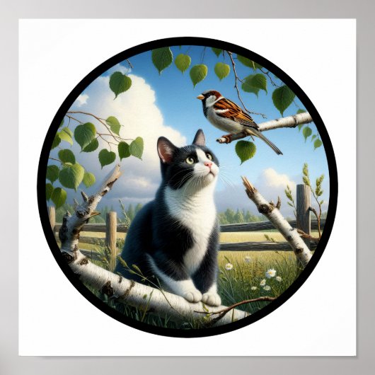 美しいタキシード猫の丸3D画像 ポスター (正面)