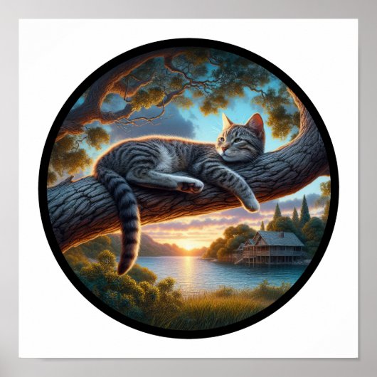 美しいタビー猫の円形3D画像 ポスター (正面)