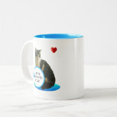 美しいタビー猫 & ハート ツートン カフェマグ ツートーンマグカップ (正面左)