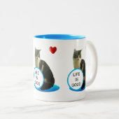 美しいタビー猫 & ハート ツートーンマグカップ (正面右)