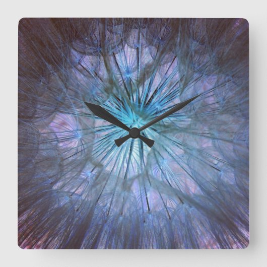 美しいタンポポのパフ スクエア壁時計 (正面)