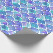 美しいターコイズおよび紫色の人魚のスケール ラッピングペーパー (角)