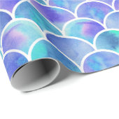 美しいターコイズおよび紫色の人魚のスケール ラッピングペーパー (ロールコーナー)