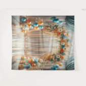 美しいターコイズとオレンジの花柄バルーンアーチ吊り下げ タペストリー (正面(横))