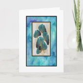 美しいターコイズとゴールドの花のグリーティングカード カード (正面)