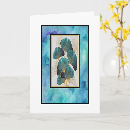 美しいターコイズとゴールドの花のグリーティングカード カード (黄色い花)