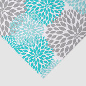 美しいターコイズの灰色のダリア、はっきりしたな花柄 薄葉紙 (詳細)