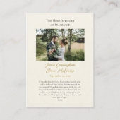 美しいターコイズの花のオルソドックスな結婚式の祈りのカード プレイスカード (裏面)