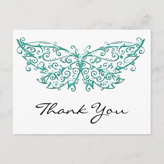 美しいターコイズの蝶の感謝のポストカード ポストカード (正面)