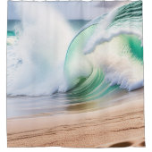 美しいターコイズウェーブズサンディビーチサマー シャワーカーテン (正面)