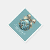 美しいターコイズクリスマスボールバラ雪 スタンダードカクテルナプキン (角)