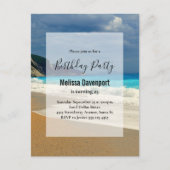 美しいターコイズシートロピカルフォト誕生日 インビテーションポストカード (正面)