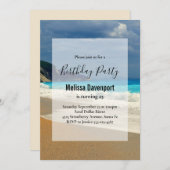 美しいターコイズシートロピカルフォト誕生日 招待状 (正面/裏面)