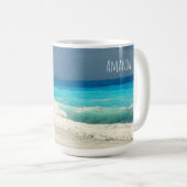 美しいターコイズシートロピカルフォト コーヒーマグカップ (正面右)