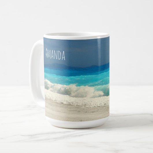 美しいターコイズシートロピカルフォト コーヒーマグカップ (正面左)