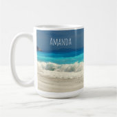 美しいターコイズシートロピカルフォト コーヒーマグカップ (左)