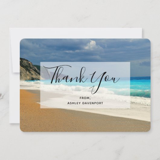 美しいターコイズシートロピカルフォト サンキューカード (正面)