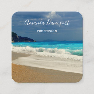 美しいターコイズシートロピカルフォト スクエア名刺