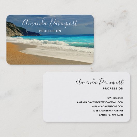 美しいターコイズシートロピカルフォト 名刺 (正面/裏面)