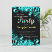 美しいターコイズダイヤモンド誕生日招待状 招待状 (スタンド正面)