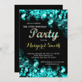 美しいターコイズダイヤモンド誕生日招待状 招待状 (正面/裏面)