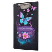 美しいターコイズピンクかわいい蝶の花 クリップボード (左)