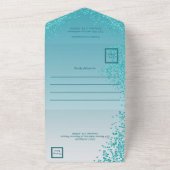 美しいターコイズブルーのグリッターが落ちる21歳の誕生日 オールインワン招待状 (外側)