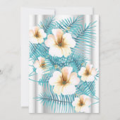 美しいターコイズブルーのトロピカルフラワーの誕生日パーティー 招待状 (裏面)