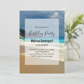 美しいターコイズブルーの海のトロピカル写真の誕生日 招待状 (スタンド正面)