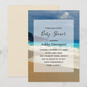 美しいターコイズブルーの海のトロピカル写真ベビーシャワー 招待状 (正面/裏面)