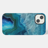 美しいターコイズブルーの瑪瑙の石 iPhoneケース (裏面横)