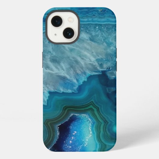 美しいターコイズブルーの瑪瑙の石 iPhoneケース (裏面)