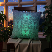 美しいターコイズブルーグリーンダマスク クッション