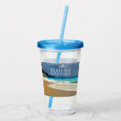 美しいターコイズブルーシートロピカルフォト アクリルタンブラー (裏面)