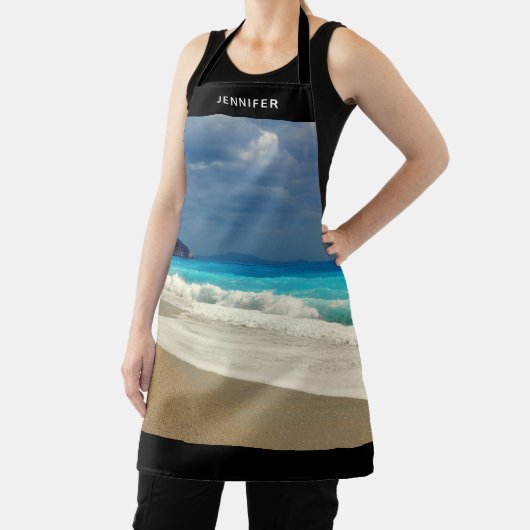 美しいターコイズブルーシートロピカルフォト エプロン (インサイチュ)