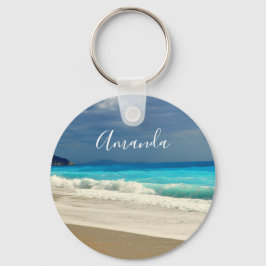 美しいターコイズブルーシートロピカルフォト キーホルダー