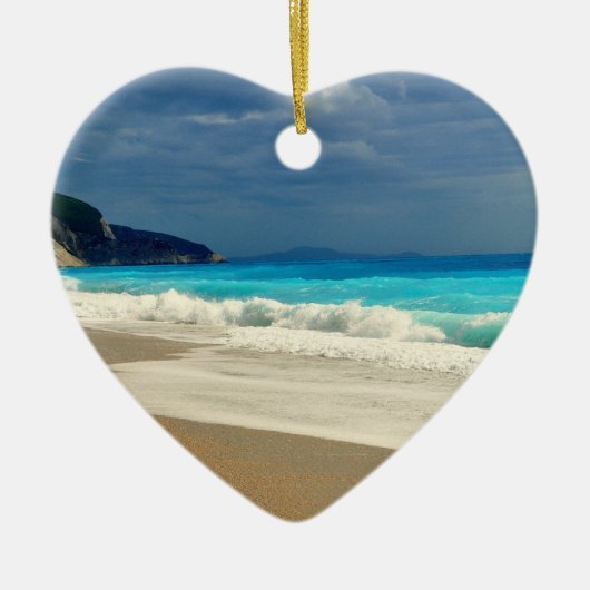 美しいターコイズブルーシートロピカルフォト セラミックオーナメント (正面)